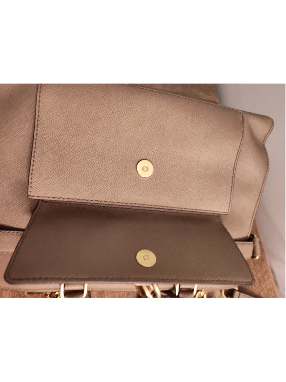 Women's Michael Kors Satchel Bag One Size Taupe Gold
